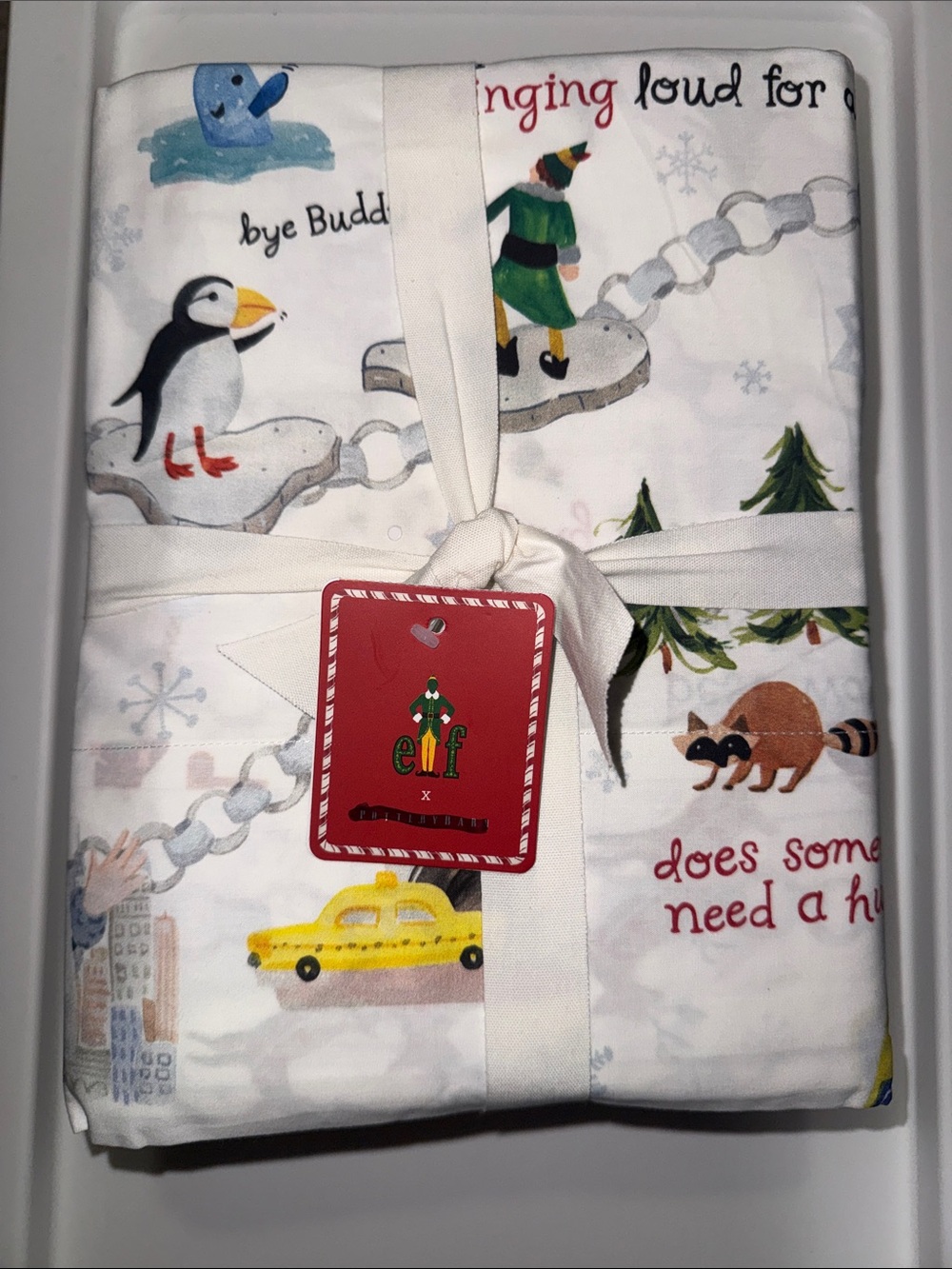 NWT Pottery Barn Elf™ Percale Sheet Set Queen 4-piece Christmas Holiday Multi
